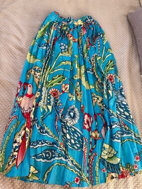 Bright Turquoise Floral Maxi Skirt - Women